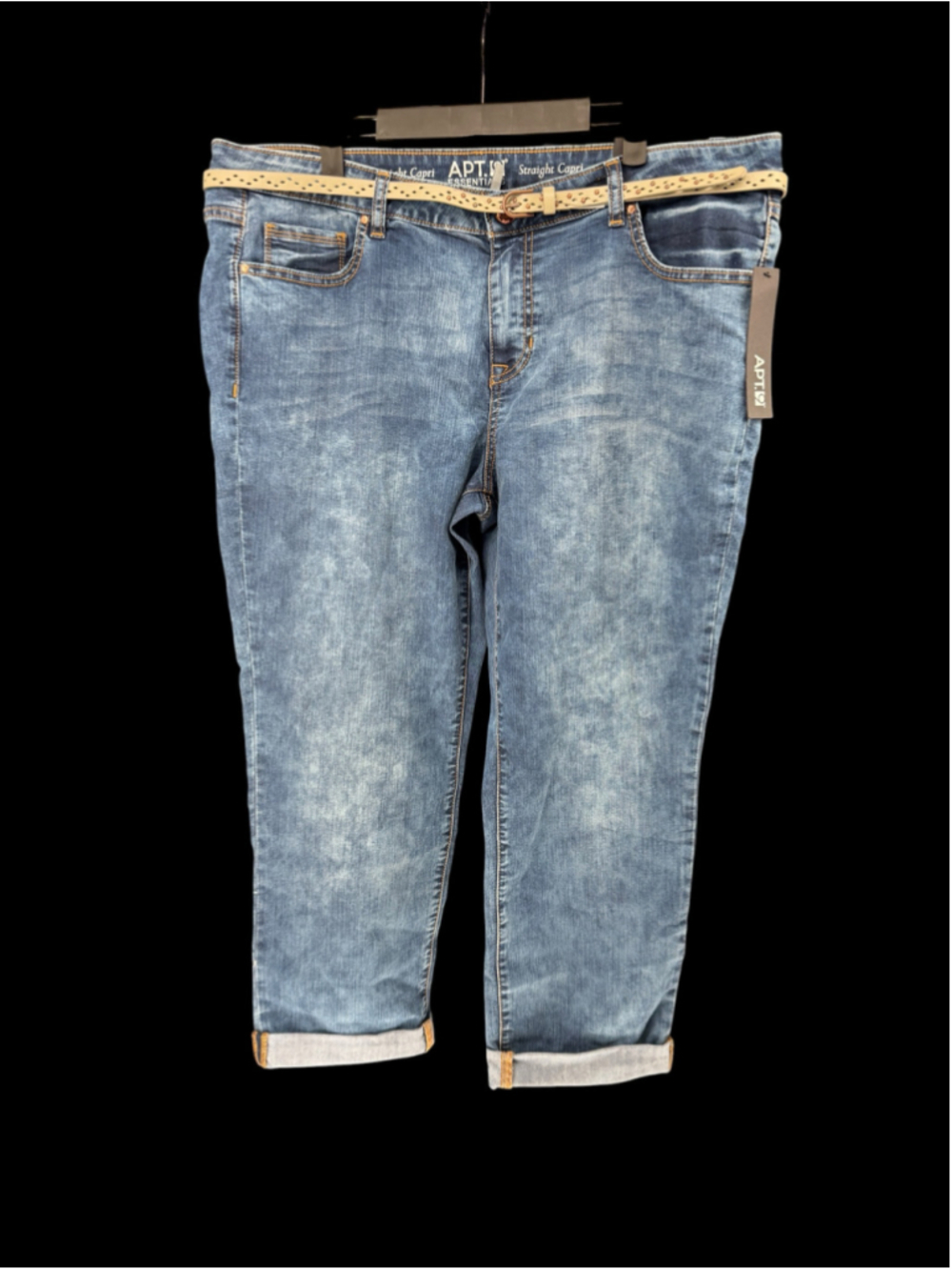 Women's APT. 9 Blue Mid Rise Straight Capri Jeans Size 18